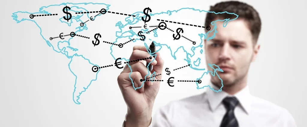 Conexiones remotas entre centros sobre un mapa del mundo